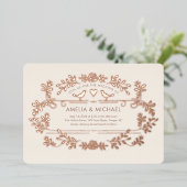 Coeurs et oiseaux Invitation Mariage Foil (Debout devant)