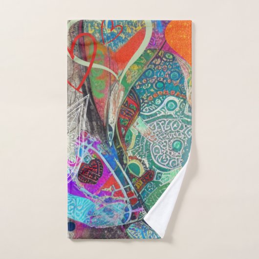 Coeurs et Paisley (Serviette à main)