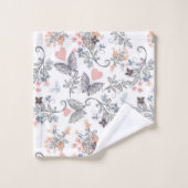 Coeurs Et Papillons Floraux (Gant de toilette)