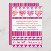 Coeurs et rayures Invitations de Saint Valentin (Devant / Derrière)