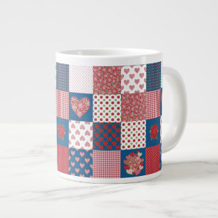 Coeurs et Rose Faux Patchwork Jumbo Coffee Mug