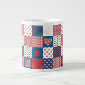Coeurs et Rose Faux Patchwork Jumbo Coffee Mug (Devant)