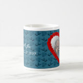 Coeurs et Roses Bleu Personnalisable Photo Mug (Centre)