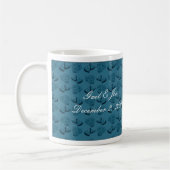 Coeurs et Roses Bleu Personnalisable Photo Mug (Gauche)