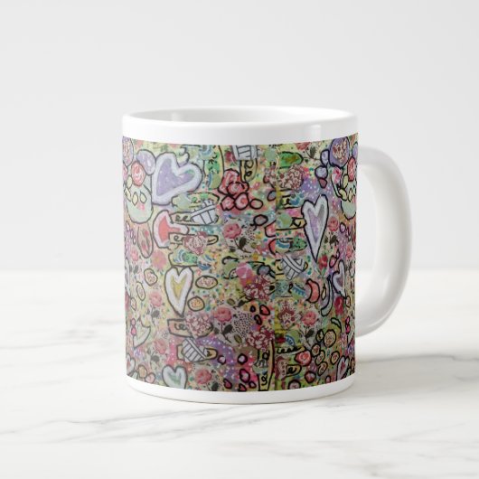 Coeurs et scribbles Spécialité Mug (Devant droit)