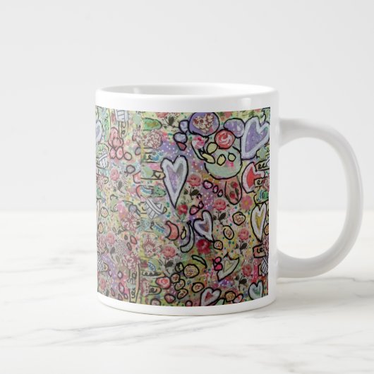 Coeurs et scribbles Spécialité Mug (Droite)