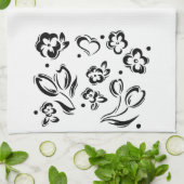 Coeurs et serviette de plat noirs et blancs de (Plié)