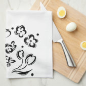 Coeurs et serviette de plat noirs et blancs de (Quart Plié)