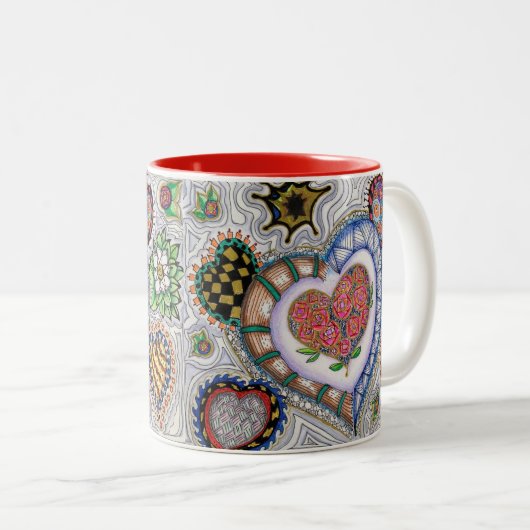 Coeurs et tasse de fleurs (Devant droit)