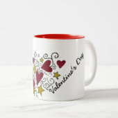Coeurs et tasse de heureuse Sainte-Valentin (Devant droit)