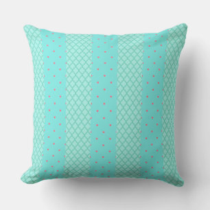 Coeurs et treillis Pastel Bleu Coussin vert