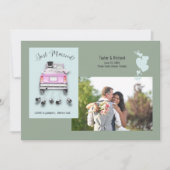 Coeurs et voiture /Juste marié Faire-part Mariage (Devant)