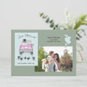 Coeurs et voiture /Juste marié Faire-part Mariage (Debout devant)