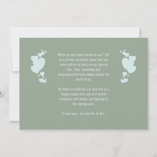 Coeurs et voiture /Juste marié Faire-part Mariage (Dos)