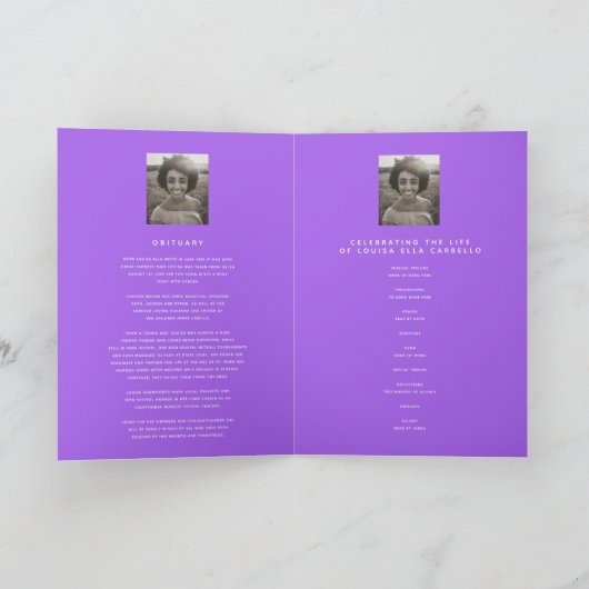 Coeurs éternellement programme funéraire violet bl (Intérieur)