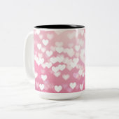 Coeurs étincelants rose Motif Mug café (Devant gauche)