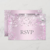 Coeurs étincelants roses RSVP (Devant / Derrière)