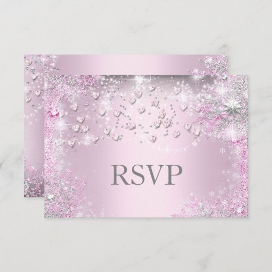Coeurs étincelants roses RSVP (Devant / Derrière)