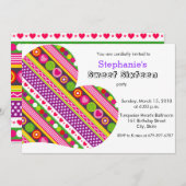 Coeurs fleurs colorées Sweet 16 Party Invitation (Devant / Derrière)