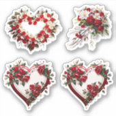 Coeurs Floral Mariage Fleurs Vinyl Stickers (Devant)