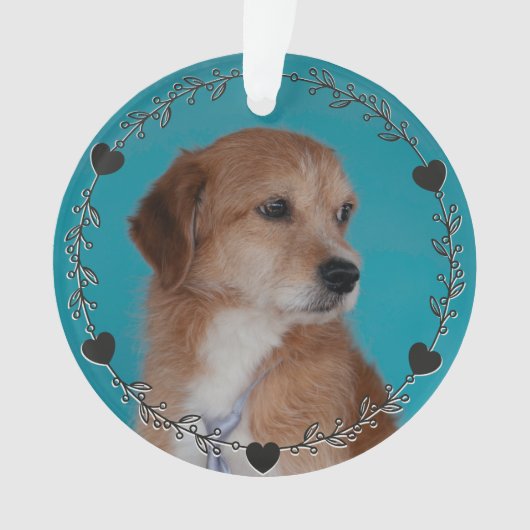Coeurs Floral Wreath noir Custom Pet Photo (devant)