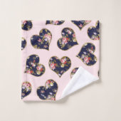 Coeurs floraux de la marine rose boho bleu or vale (Gant de toilette)