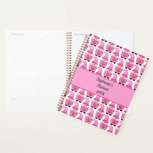 Coeurs Gnomes roses Bois Scandinave Cute (Devant avec enveloppe)