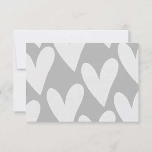 Coeurs gris et blanc Mariage RSVP (Dos)