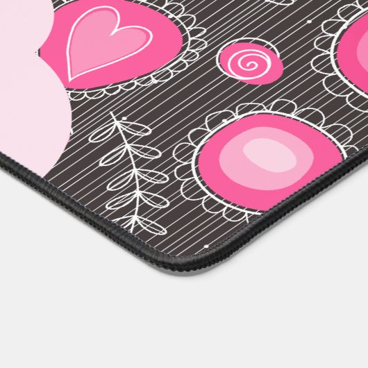 Coeurs gris rose blanc et nom fleuri (Coin)