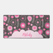 Coeurs gris rose blanc et nom fleuri (Recto)