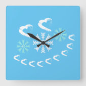 Coeurs heureux Snowflake Horloge murale (Recto)