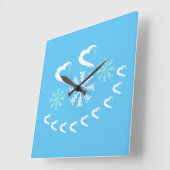 Coeurs heureux Snowflake Horloge murale (Angle)