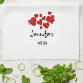 Coeurs heureux Valentine Custom Cuisine Serviette (Plié)