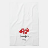 Coeurs heureux Valentine Custom Cuisine Serviette (Vertical)
