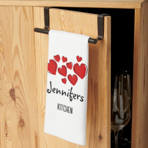 Coeurs heureux Valentine Custom Cuisine Serviette