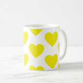 Coeurs jaunes dorés amusant tasse de café blanc (Devant droit)