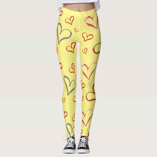 Cœurs jaunes, Leggings (Devant)