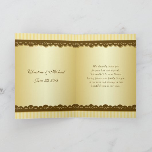 Cœurs joints dorés Merci pour le mariage (Intérieur)