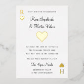 Coeurs jouer carte Mariage Gold Foil Invitation (Recto)