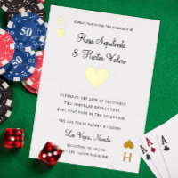 Coeurs jouer carte Mariage Gold Foil Invitation