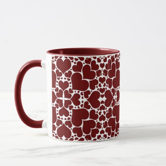 "Coeurs joueurs - Blanc & Rouge" Mug (Gauche)