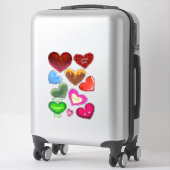 Coeurs Joyeuse Saint-Valentin Autocollants Colorés (Sur valise)