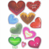 Coeurs Joyeuse Saint-Valentin Autocollants Colorés (Devant)