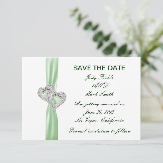 Coeurs Lime Personnalisés Enregistrer La Carte Dat (Debout devant)