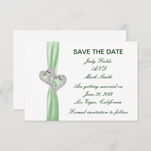 Coeurs Lime Personnalisés Enregistrer La Carte Dat (Devant / Derrière)