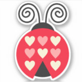 Coeurs Lovebug Ladybug Die Cut Sticker Decal (Devant)