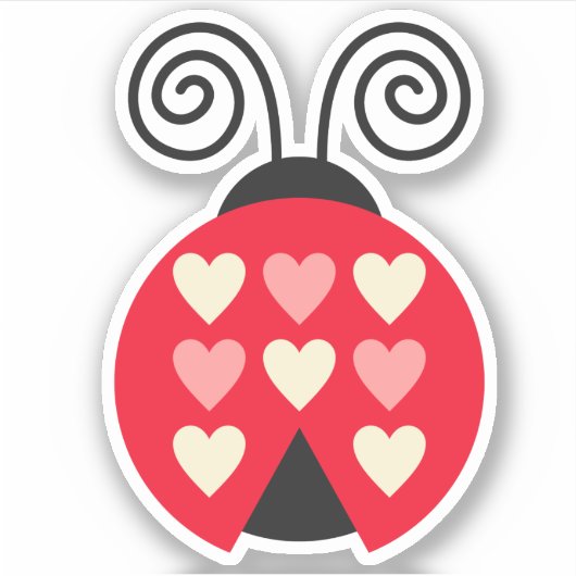 Coeurs Lovebug Ladybug Die Cut Sticker Decal (Devant)