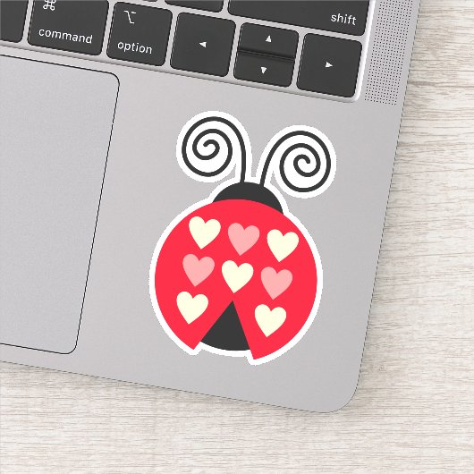 Coeurs Lovebug Ladybug Die Cut Sticker Decal (Détail)