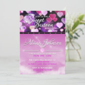 Coeurs Lumineuses Roses Douces 16 Invitations Anni (Debout devant)