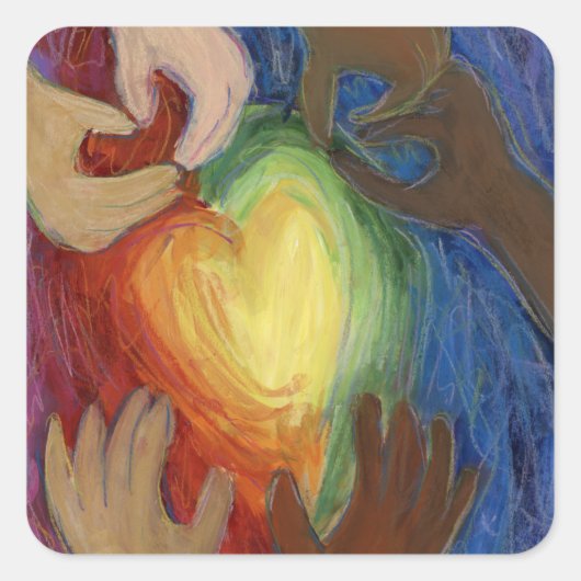 Coeurs & Mains Aimer Diversité Art autocollants (Devant)